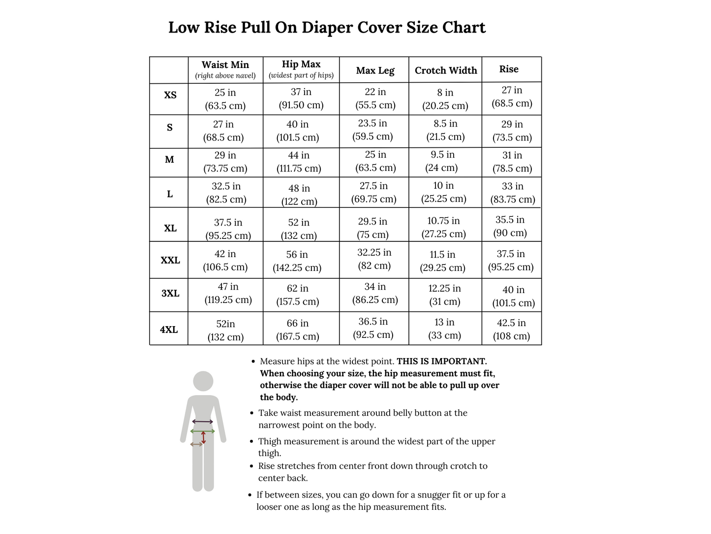 Adult Low Rise Diaper Cover Sewing Pattern
