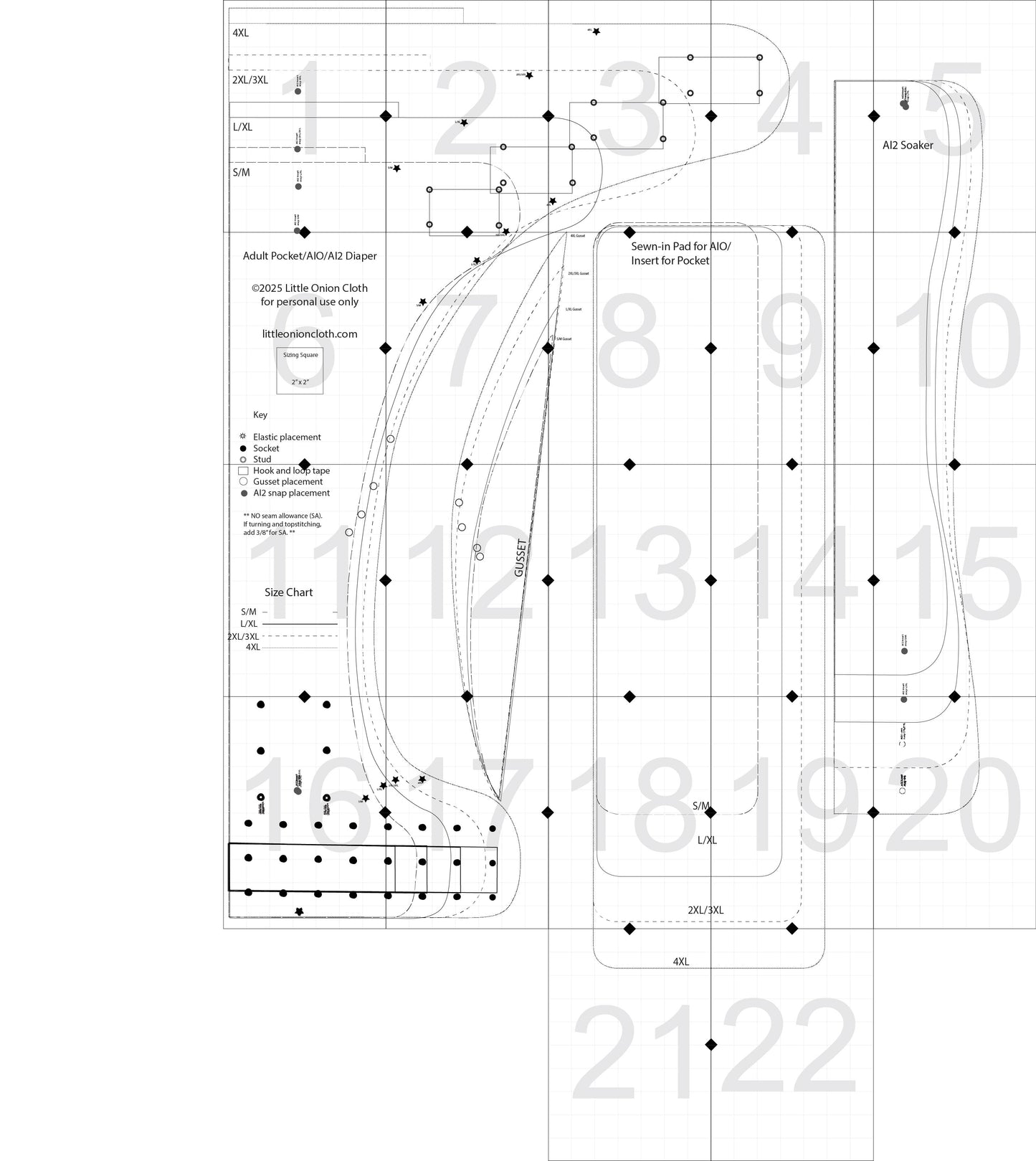 Adult Pocket, AIO, AI2 Sewing Pattern -Updated