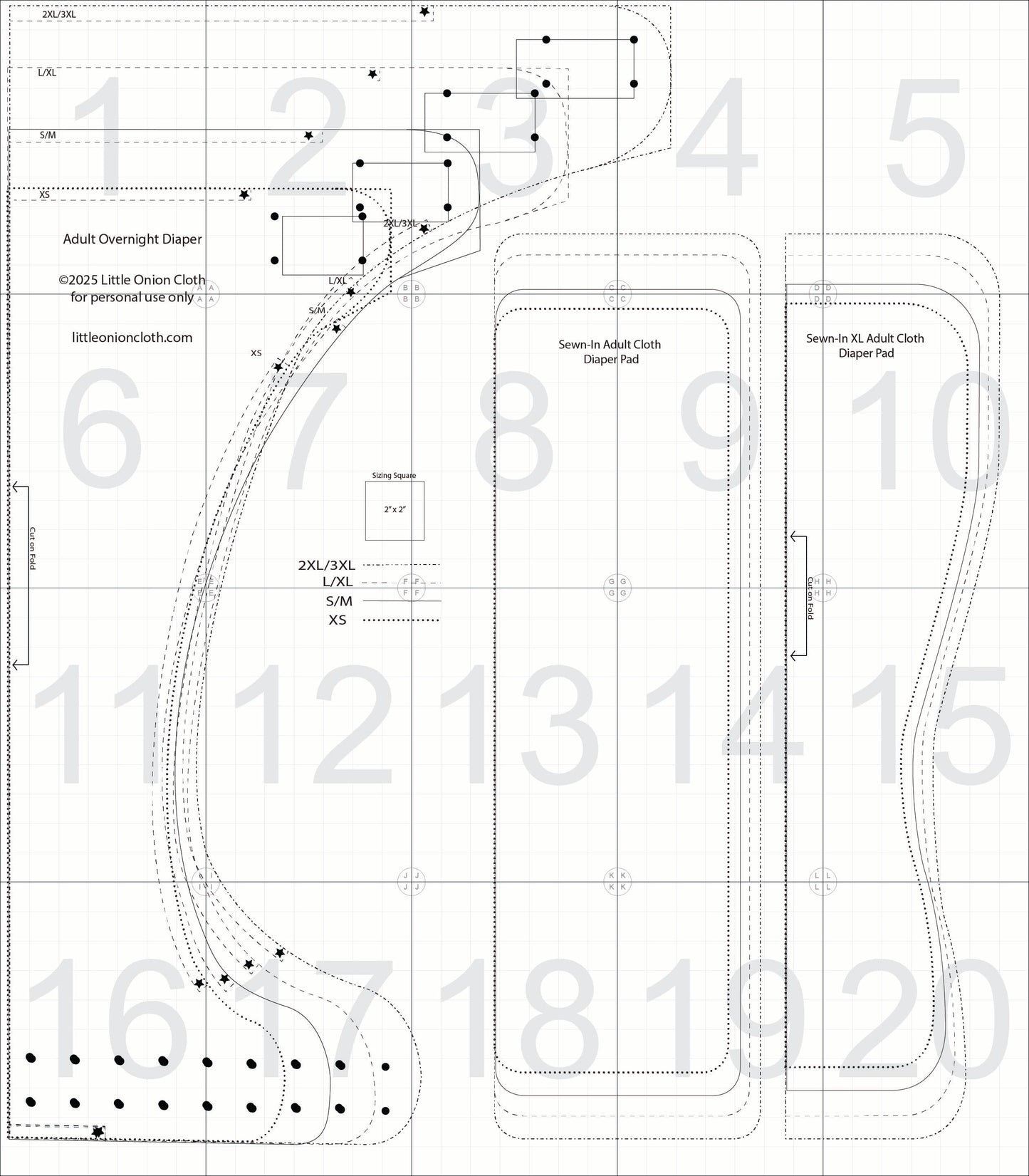 Overnight Adult Cloth Diaper Sewing PDF Pattern