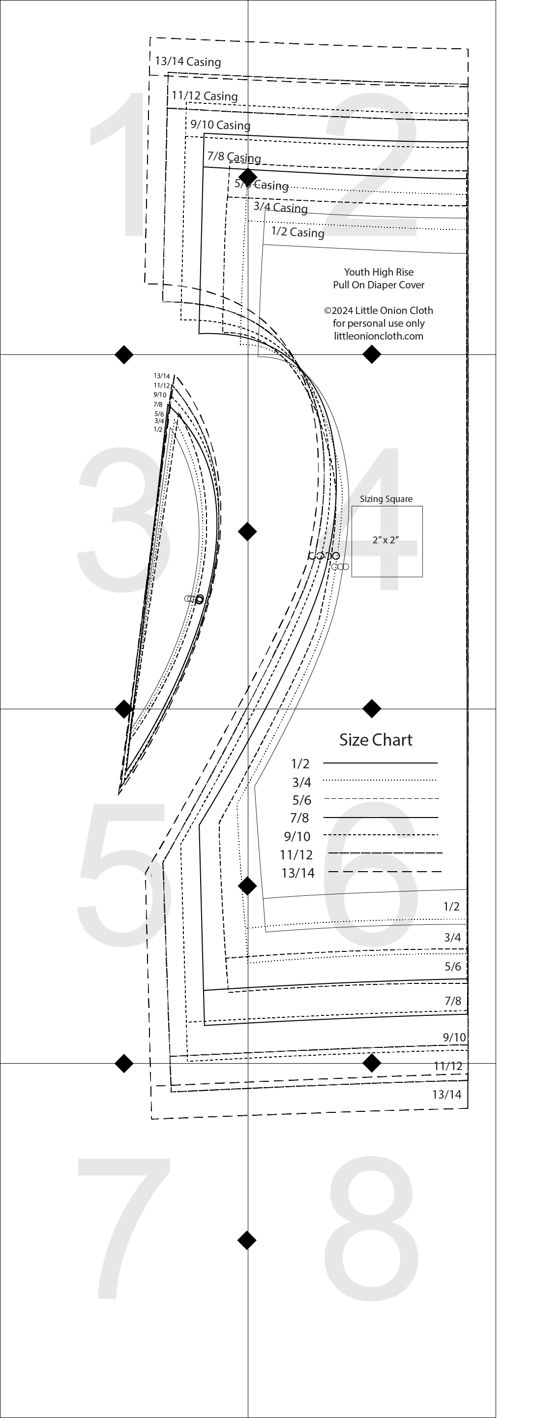 Youth High Rise Pull On Diaper Cover Sewing Pattern