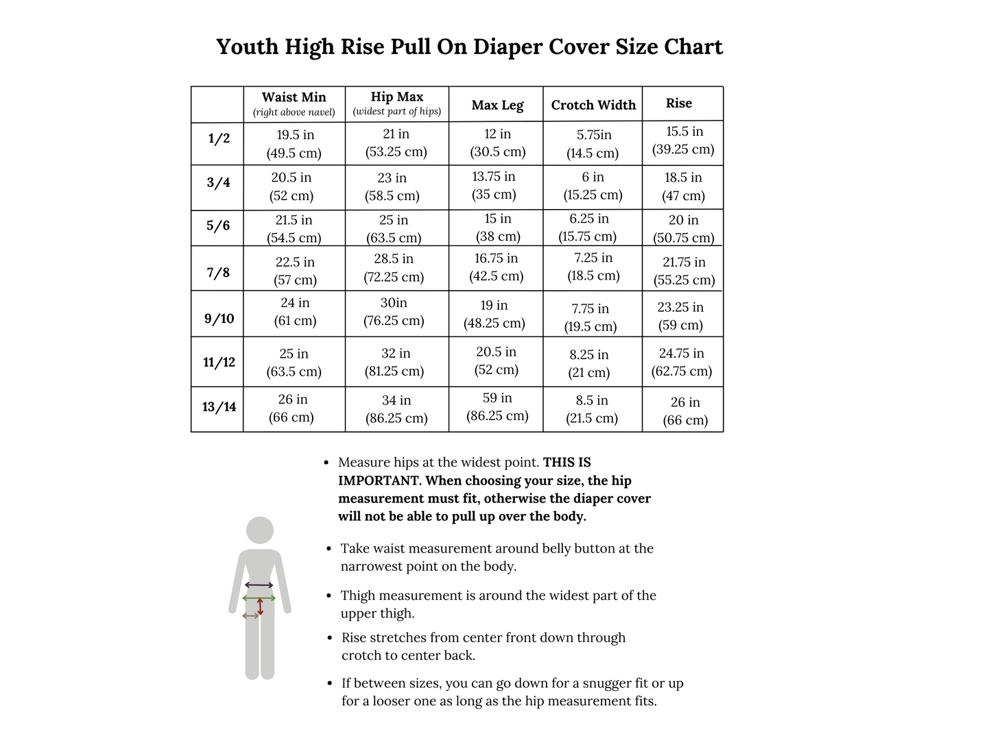 Youth High Rise Pull On Diaper Cover Sewing Pattern