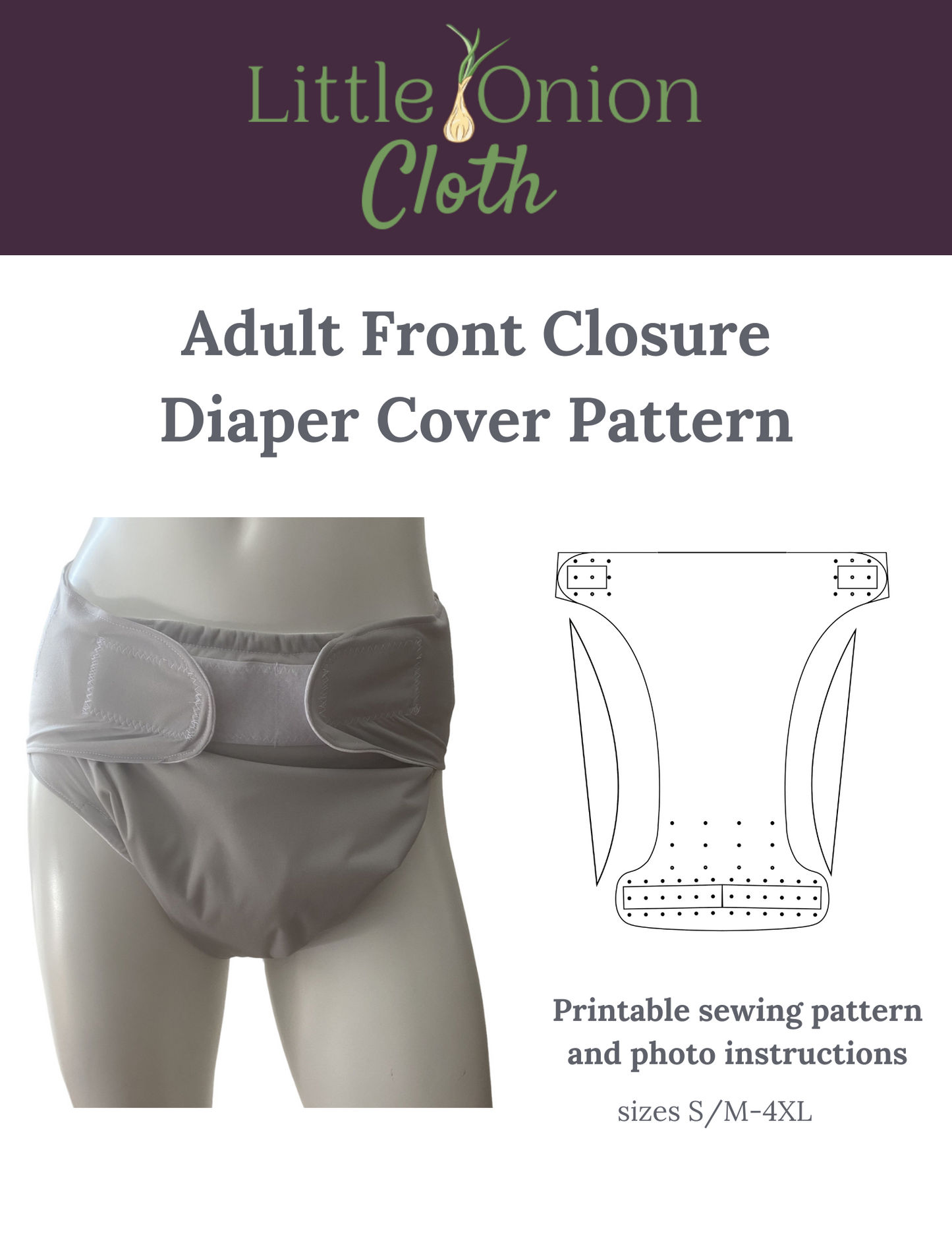 Adult Front Closure Diaper Cover Pattern