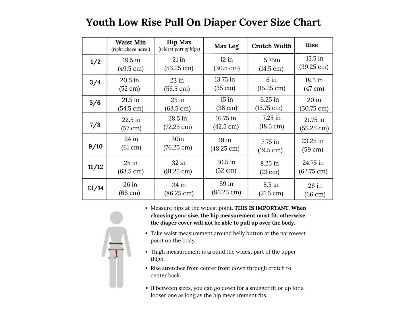 Youth Low Rise Pull On Diaper Cover Sewing Pattern